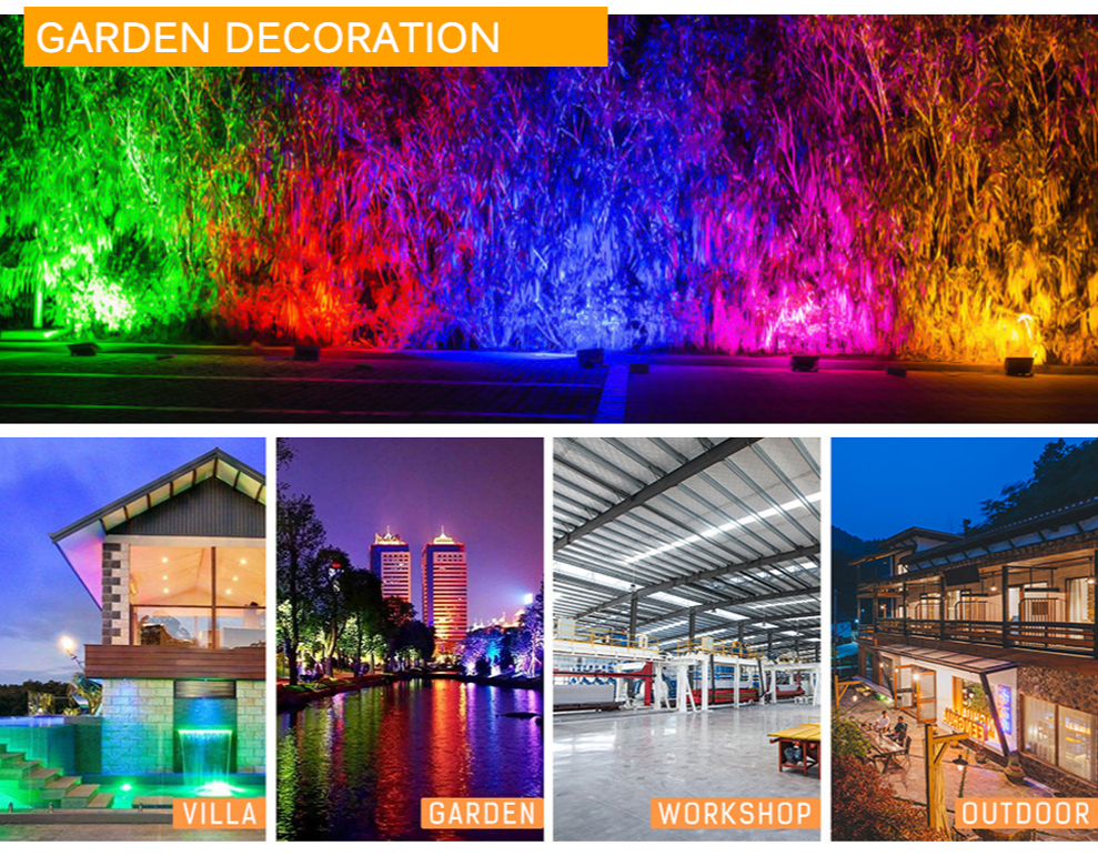 RGB LED Floodlight Outdoor Wall Lamp Reflector IP65 Waterproof Garden Landscape Lighting Flood Light Colour AC220V 50W 100W LED