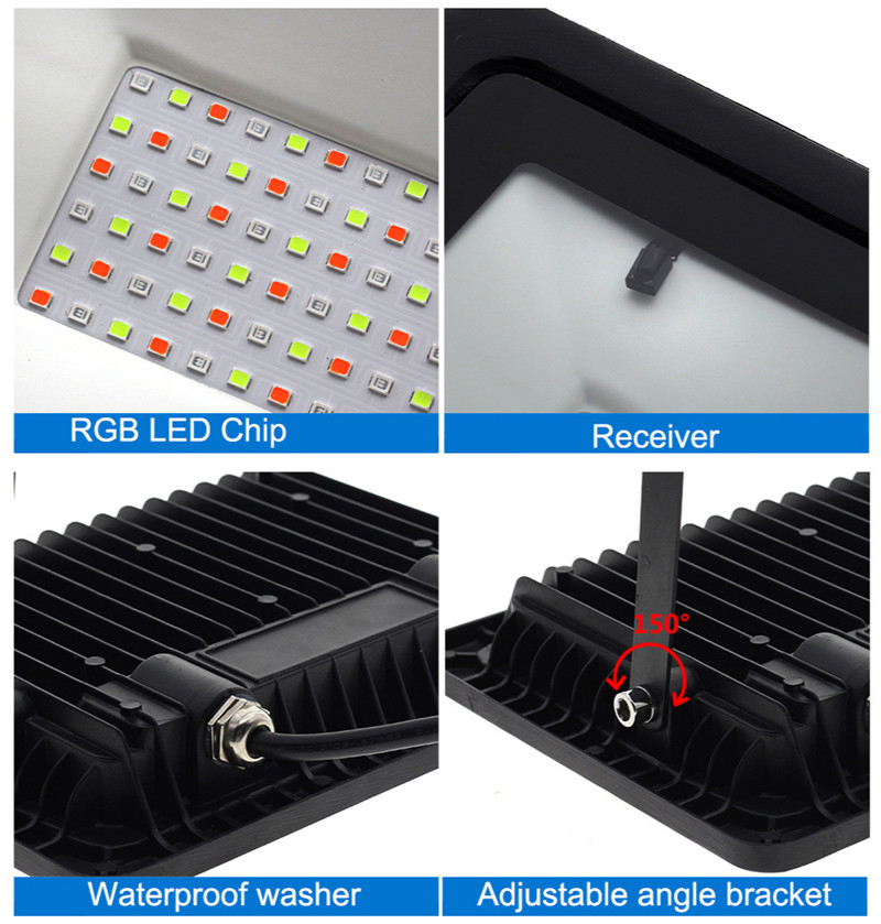 RGB LED Floodlight Outdoor Wall Lamp Reflector IP65 Waterproof Garden Landscape Lighting Flood Light Colour AC220V 50W 100W LED