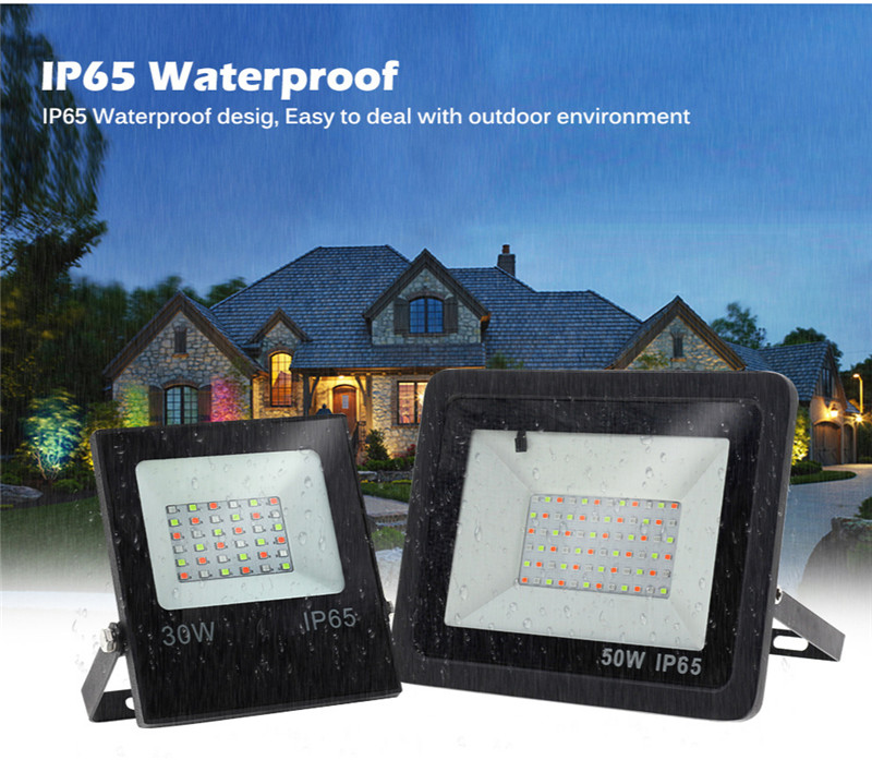 RGB LED Floodlight Outdoor Wall Lamp Reflector IP65 Waterproof Garden Landscape Lighting Flood Light Colour AC220V 50W 100W LED