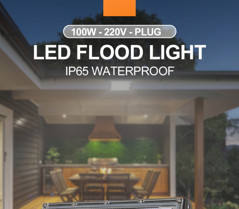 1pc 100W Led Flood Light AC 220V 230V 240V Outdoor Floodlights Spotlight IP65 Waterproof LED Street Lamp Landscape Lighting Plug