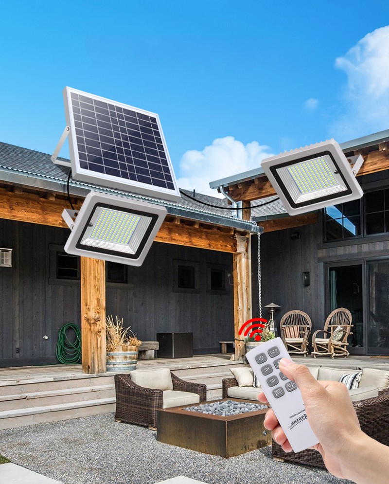 LED Floodlights 120W 200W 400W LED Solar Sensor Waterproof IP66 Emergency Safety Garden Street Flood Light With Remote Control