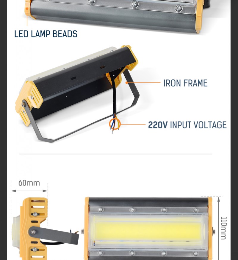 1pc Waterproof IP65 50W Led Flood Light Outdoor Lighting 220V Spotlight Wall Construction Lamp Floodlights Garden Street Lights