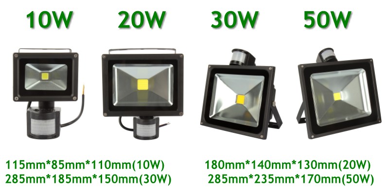 PIR Sensor Led Floodlights 20W 30W 50W Outdoor Lighting Spotlight Led Flood Light Reflector Projector Lamp Waterproof for Garden