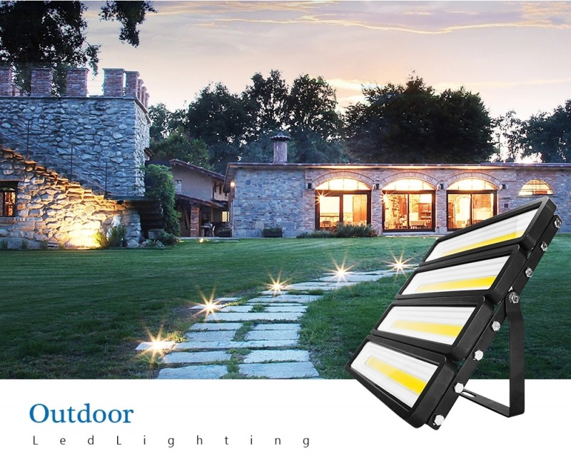 220V 240V LED Spotlight Outdoor Waterproof COB LED Flood Light 50W 100W 150W 200W IP66 Floodlights Garden Lawn Light Wall Lamp
