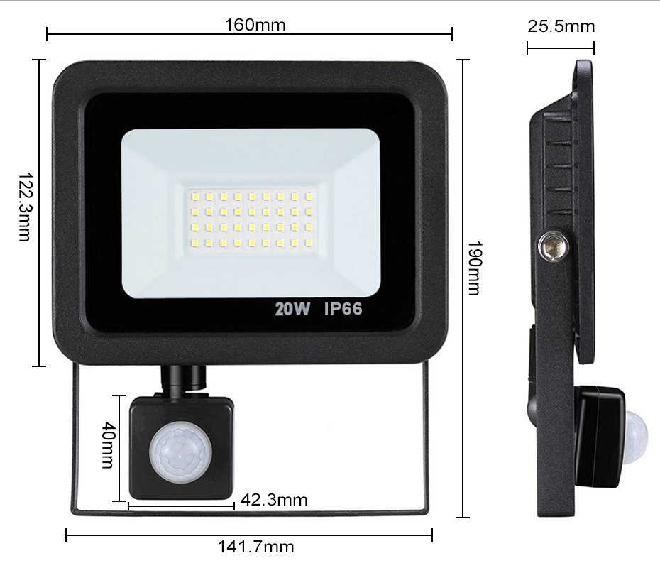 PIR Motion Sensor LED Flood Light Outdoor AC 220V 230V 10W 20W 30W 50W Waterproof Led Spotlight For Garden Wall Street Lamp