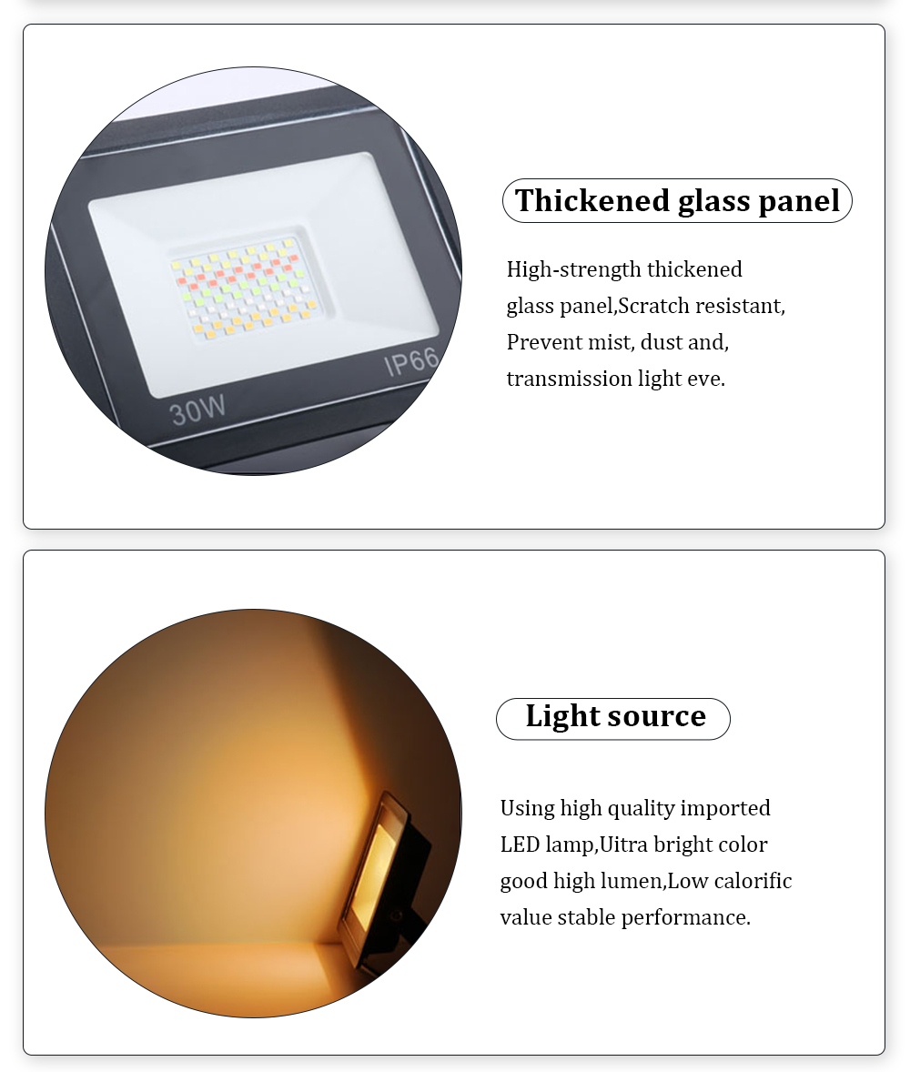 30w/50w/100W WiFi Tuya Smart Floodlight 8 Scene modes Voice Control Spotlight RGB+WW+CW Waterproof Outdoor Wall Lamp Lighting