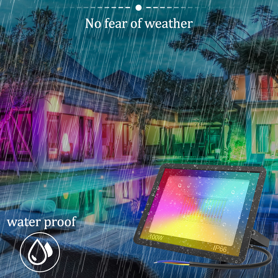 30w/50w/100W WiFi Tuya Smart Floodlight 8 Scene modes Voice Control Spotlight RGB+WW+CW Waterproof Outdoor Wall Lamp Lighting