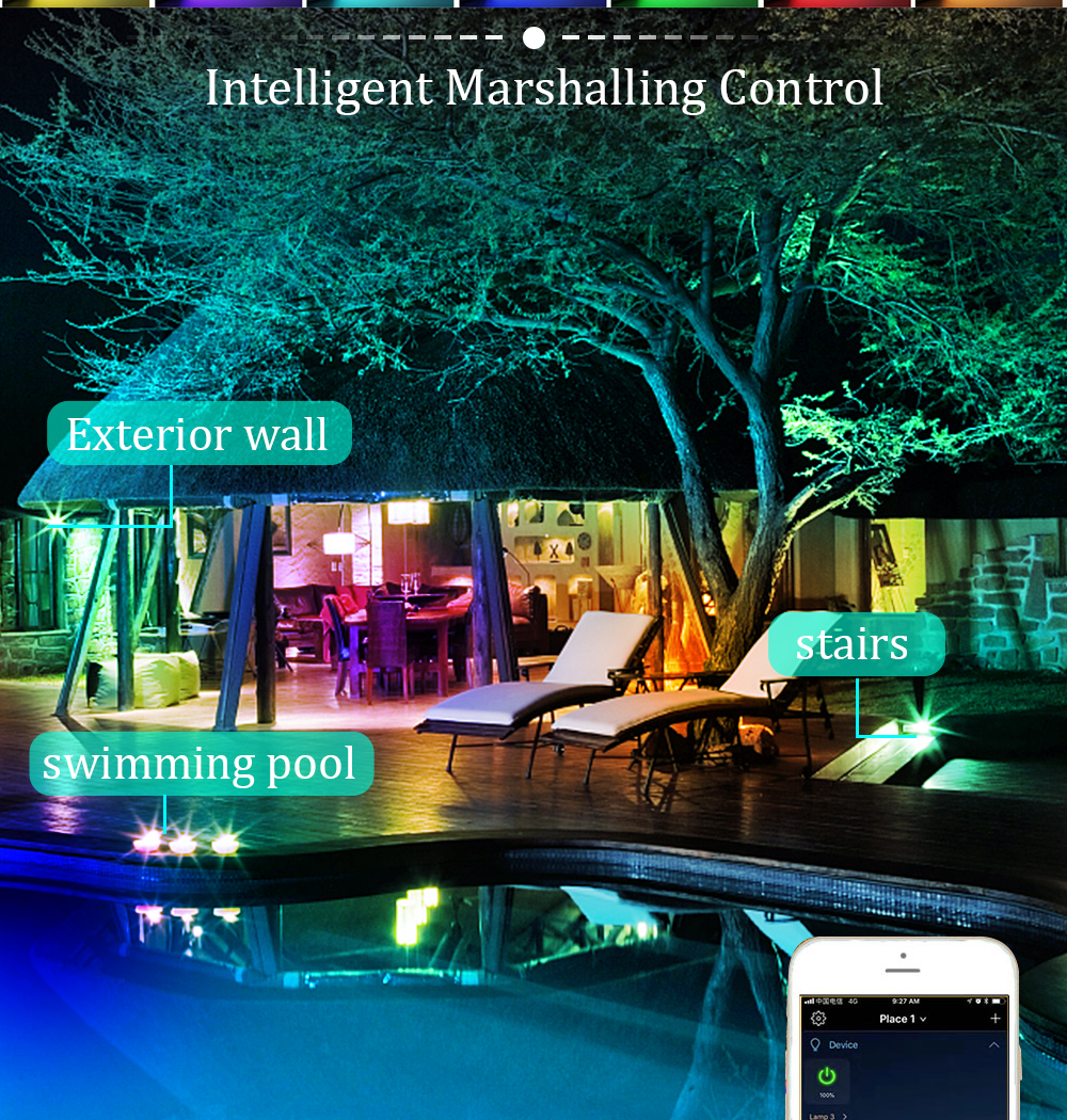 30w/50w/100W WiFi Tuya Smart Floodlight 8 Scene modes Voice Control Spotlight RGB+WW+CW Waterproof Outdoor Wall Lamp Lighting