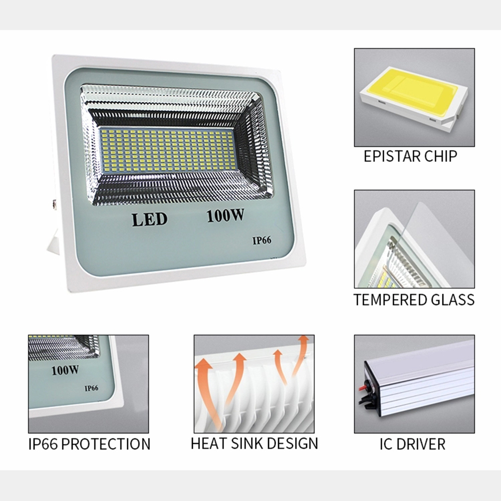 LED Outdoor Floodlights Waterproof IP66(3000-6500K War/Cold white 200W SpotLights for Garden Yard Warehouse Square Billboard
