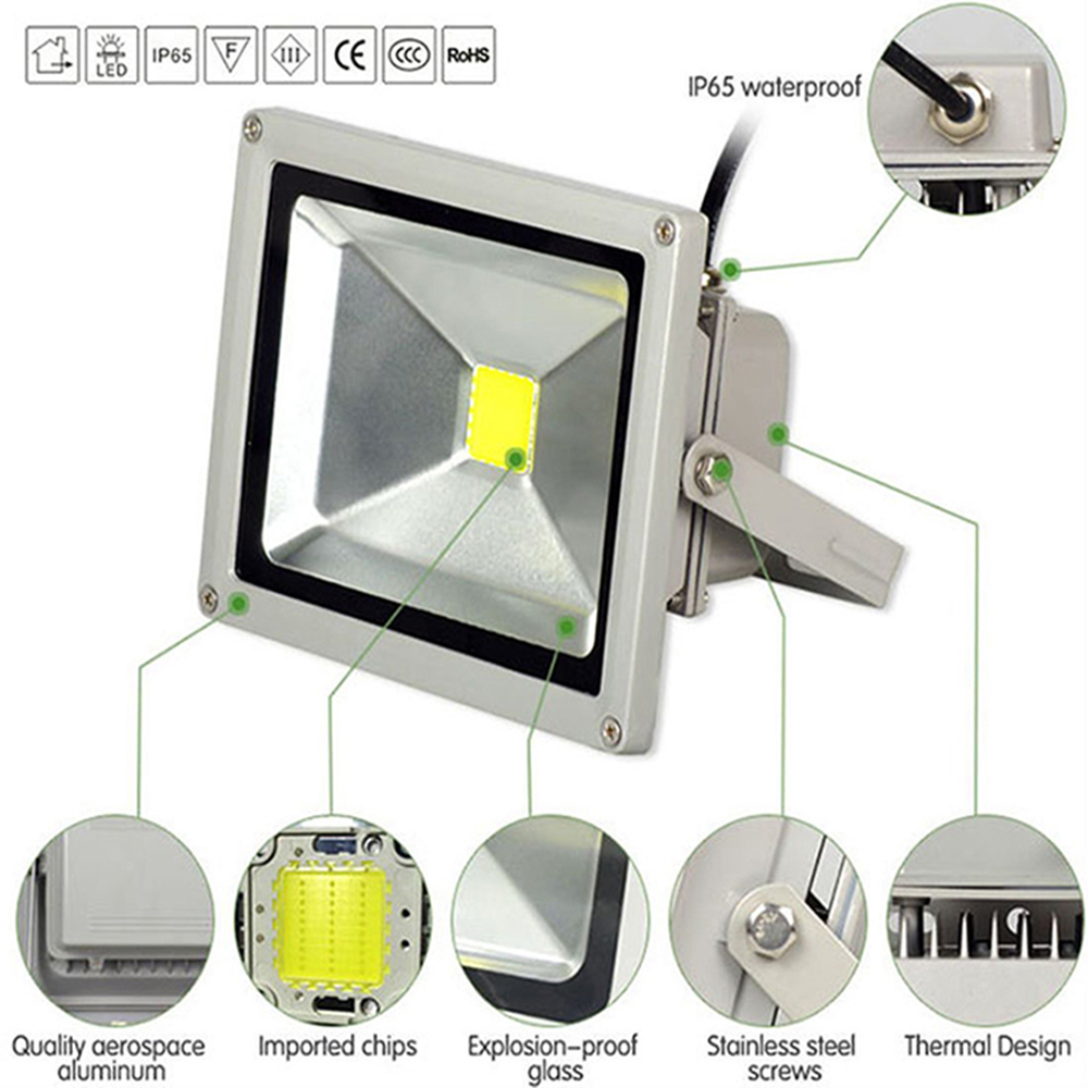 Flood Light LED 20W 30W 50W 100W 200W Outdoor WaterProof IP66 85-265V Projector Spotlight Wall Lamp for Garden,Yard,Square