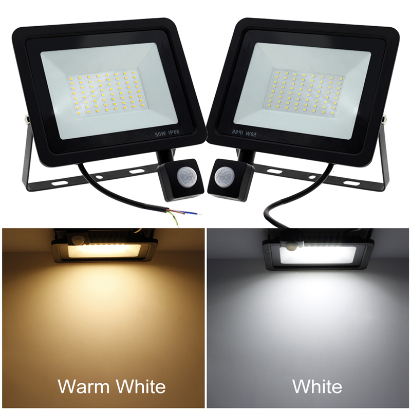 LED PIR Motion Sensor Adjustable Flood Light 50W 150W Waterproof IP65 110V 220V Floodlight Garden Spotlight Outdoor Wall Lamp