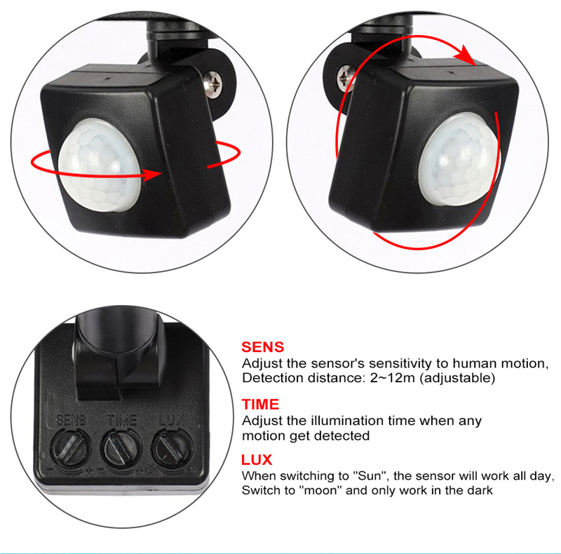 LED PIR Motion Sensor Adjustable Flood Light 50W 150W Waterproof IP65 110V 220V Floodlight Garden Spotlight Outdoor Wall Lamp