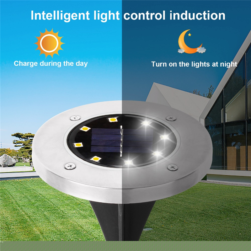 8pcs Solar Garden Light Outdoor Decoration Ground Disk Light for Path Stair Deck Step Lawn Ground Floor Lamp Terrace Lighting