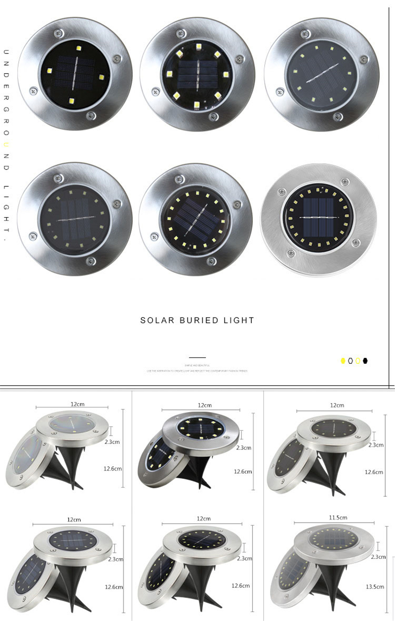 4pcs Solar Powered Ground Light Waterproof Garden Pathway Deck Lights With 8/12/16/20 LED Lamp for Home Yard Driveway Lawn Road
