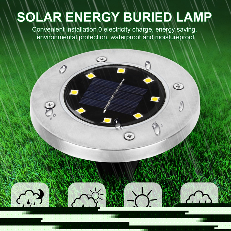 8pcs Solar Garden Light Outdoor Decoration Ground Disk Light for Path Stair Deck Step Lawn Ground Floor Lamp Terrace Lighting