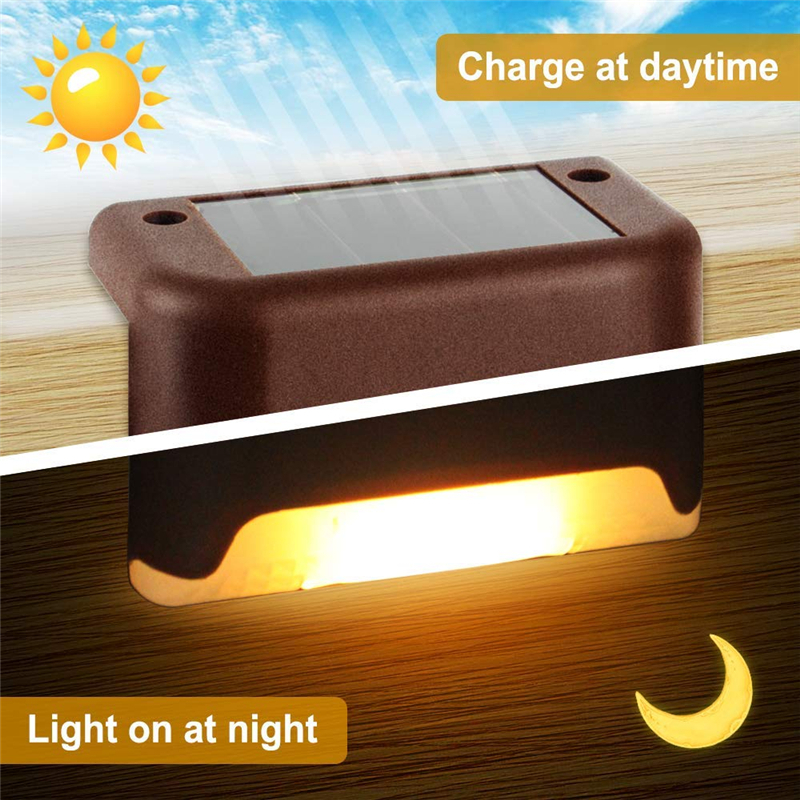 8PCS LED Solar Path Stair Lights Outdoor Garden Yard Fence Wall Landscape Lamp Solar Night Light Rechargeable Ni-MH Battery