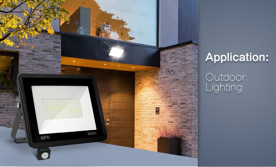 LED Floodlight PIR Motion 220V 10W 20W 30W 50W 100W Cold White Warm White WaterproofIP65 Black Outdoor Lighting Wall Street Lamp