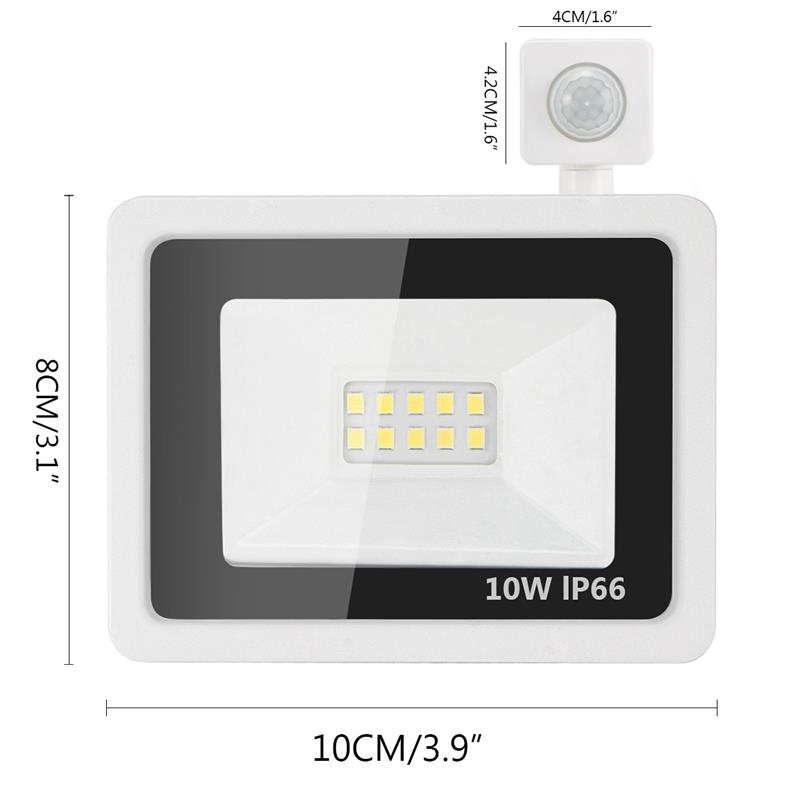 White shell Motion Sensor LED Flood Light 10W 20W 30W 50W 100W AC220V Floodlight IP65 Waterproof Projector garden Outdoor Light