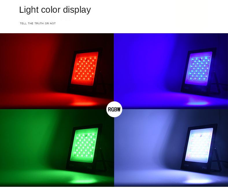 2021 Latest RGB LED FloodLight 30W 50W 100W 200W Outdoor RGB IP66 Spotlight Street Garden Wall Washer Lamp With Remote Control