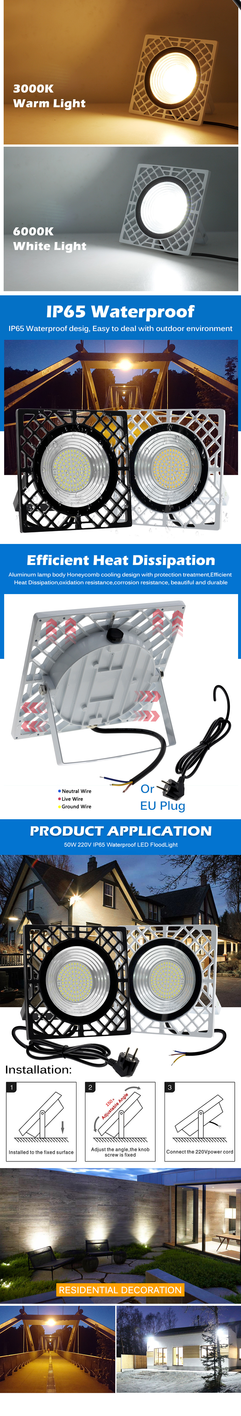 50W PIR Motion Sensor Led Flood Light AC 220V 230V 110V For Outdoor Floodlight Spotlight IP65 LED Street Lamp Landscape Lighting