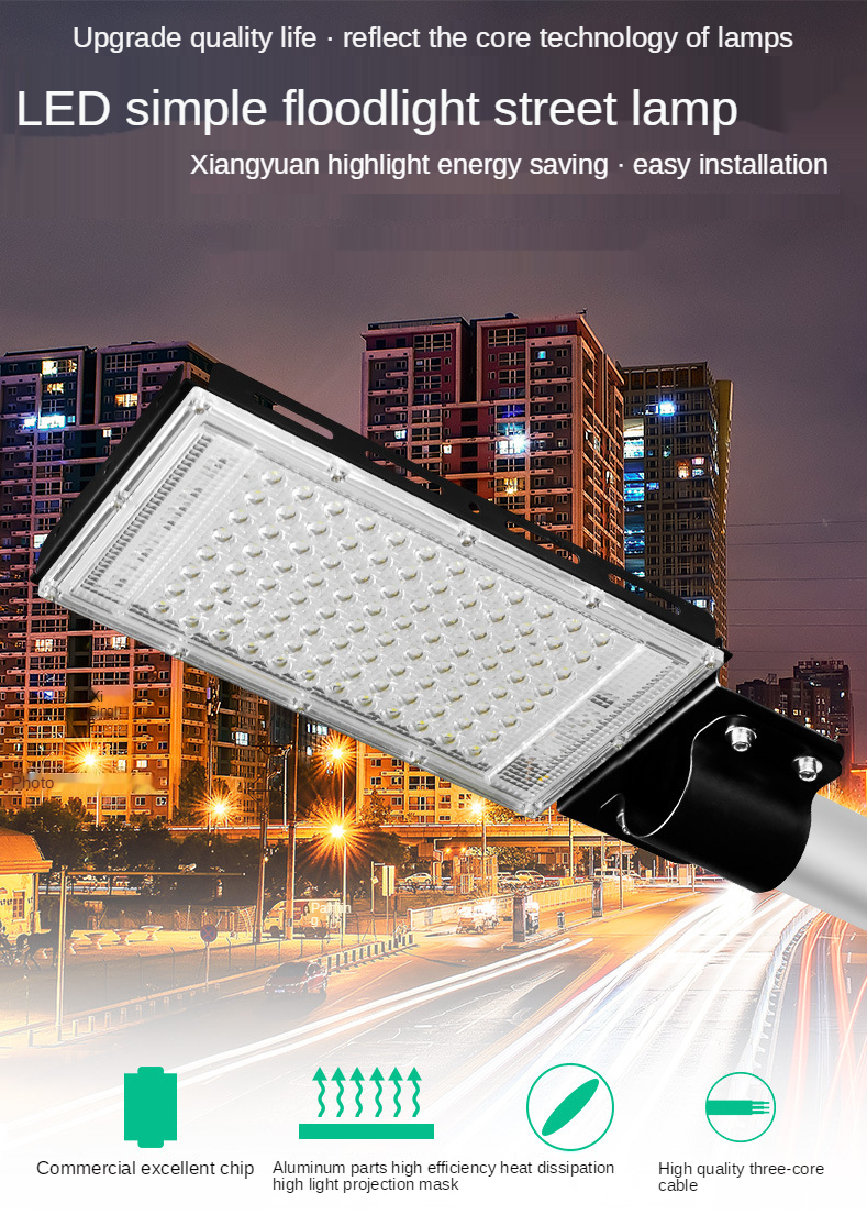 100W LED Street Light AC 220V-240V Outdoor Floodlight Spotlight IP65 Waterproof Wall Light Garden Road Street Pathway Spot Lamps