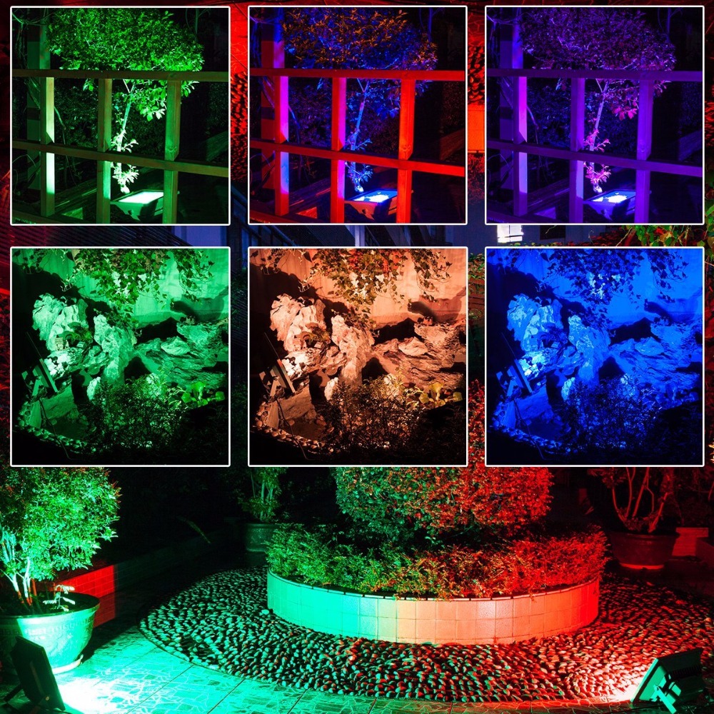 5PCS PACK LED Flood Light with Remote Control Outdoor Lighting 10W/20W/30W/50W RGB Color Changing LED Outdoor Garden Spotlight