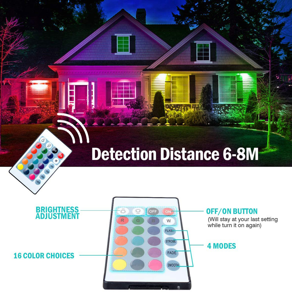 T-SUN 240V 220V 110V Outdoor LED Floodlight 50W/100W RGB FloodLight US/EU/UK Plug LED Spotlight Garden Flood Light Waterproof