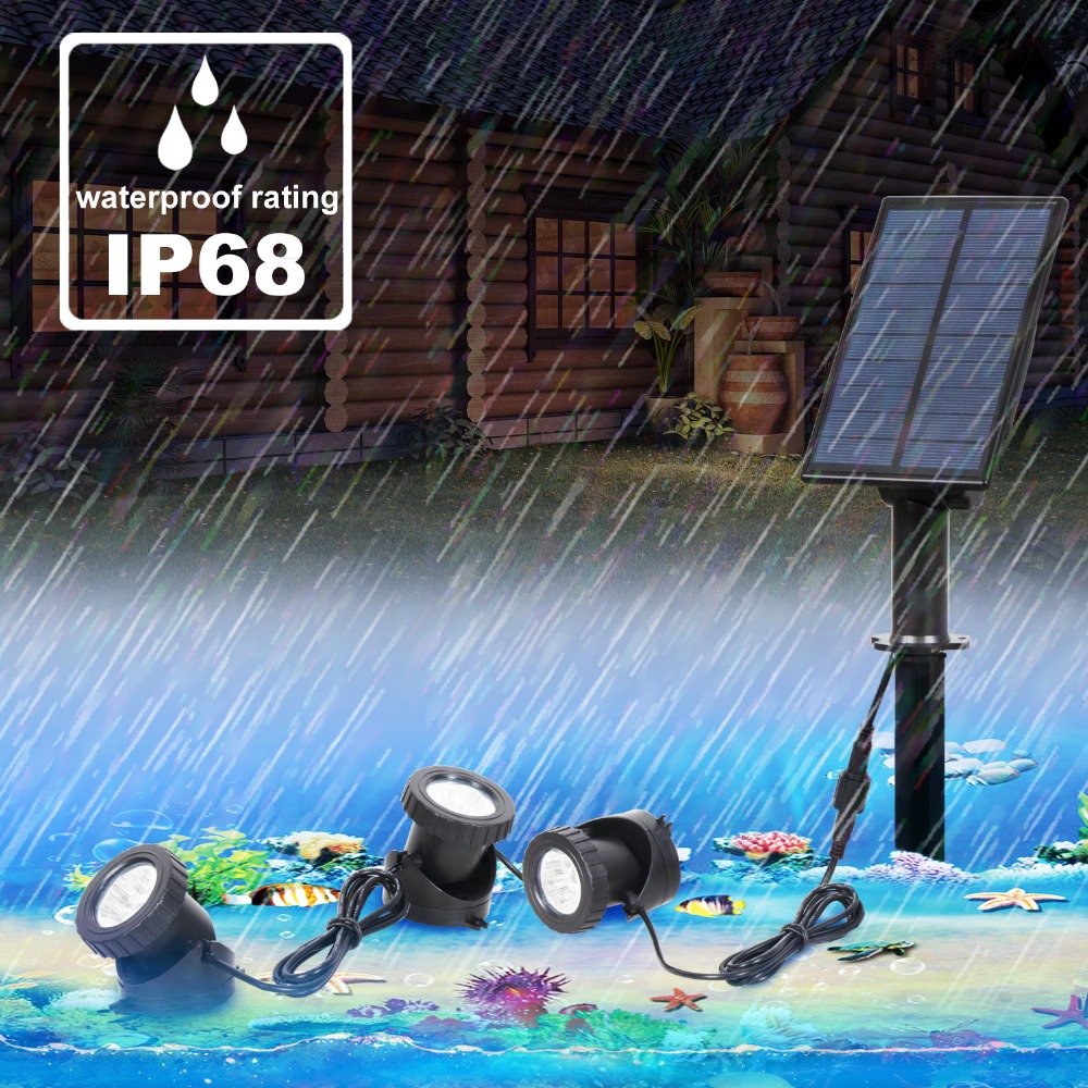 T-SUNRISE LED Solar Powered RGB LED Underwater Lights Spot Light Waterproof IP68 Outdoor Garden 2/3 Lamps for Garden Landscape