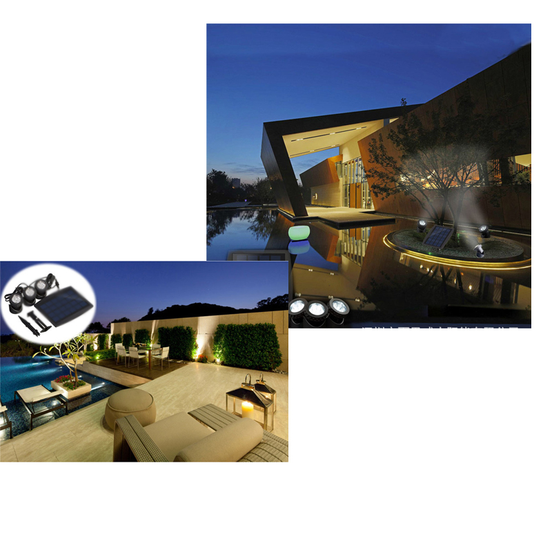 T-SUNRISE LED Solar Powered RGB LED Underwater Lights Spot Light Waterproof IP68 Outdoor Garden 2/3 Lamps for Garden Landscape
