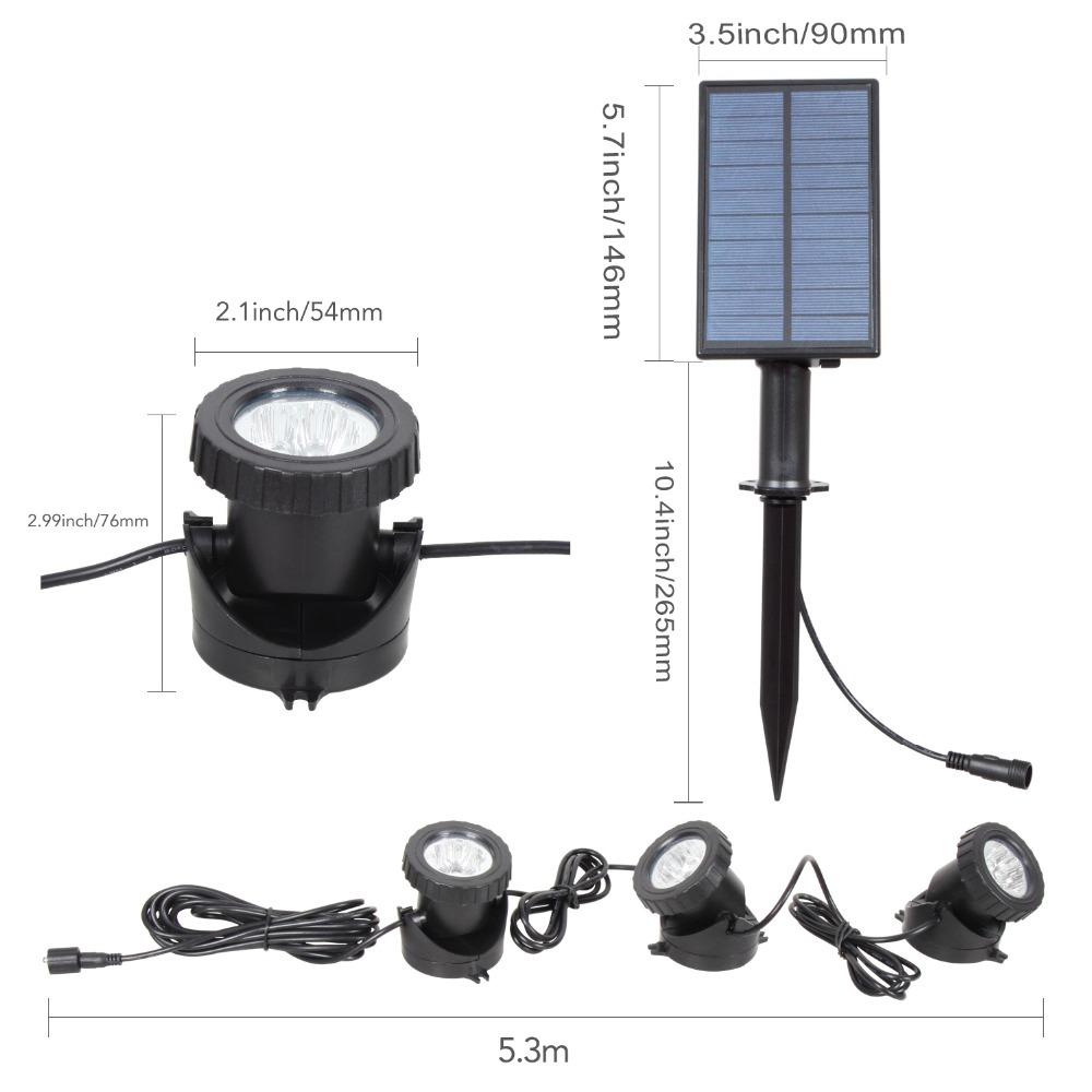T-SUNRISE LED Solar Powered RGB LED Underwater Lights Spot Light Waterproof IP68 Outdoor Garden 2/3 Lamps for Garden Landscape