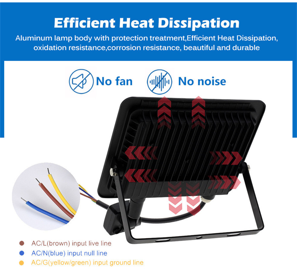 2 pcs 220V 10-100W LED FloodLight Reflector Spotlight outdoor Exterior Street wall Light Outdoor Waterproof Garden Lawn lamp Ene