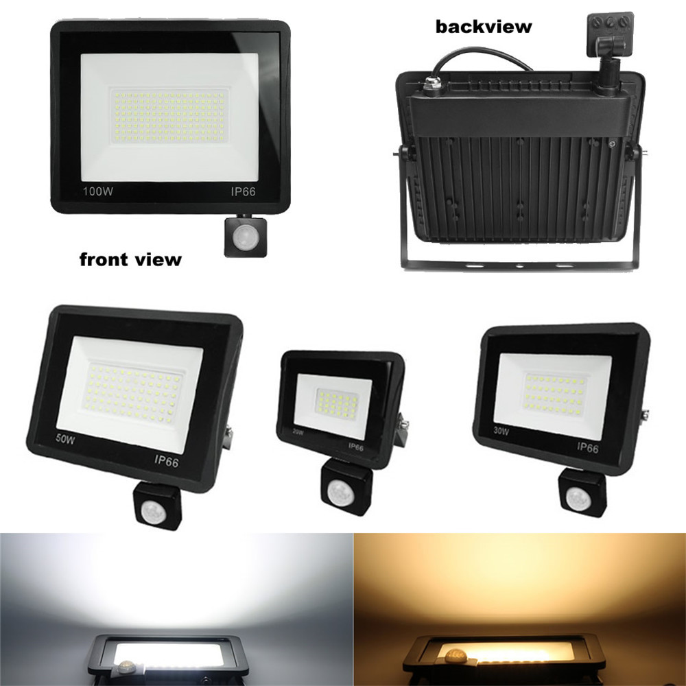 2 pcs 220V 10-100W LED FloodLight Reflector Spotlight outdoor Exterior Street wall Light Outdoor Waterproof Garden Lawn lamp Ene