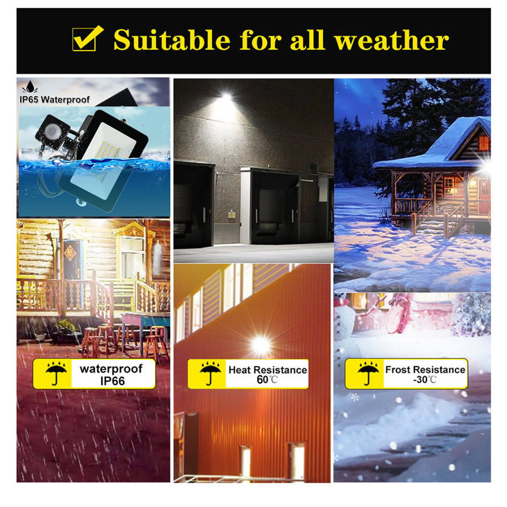 2 pcs 220V 10-100W LED FloodLight Reflector Spotlight outdoor Exterior Street wall Light Outdoor Waterproof Garden Lawn lamp Ene