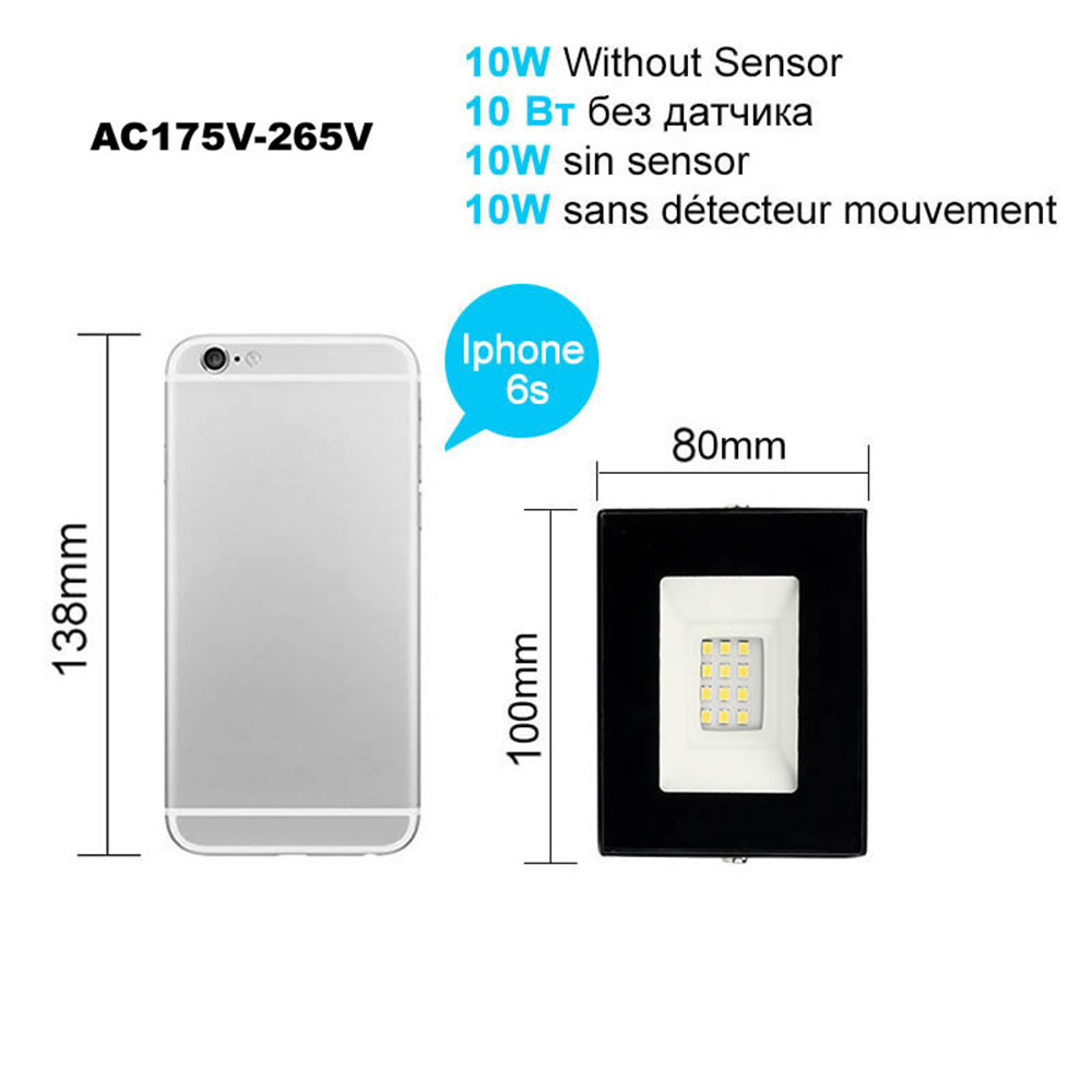 2 pcs 220V 10-100W LED FloodLight Reflector Spotlight outdoor Exterior Street wall Light Outdoor Waterproof Garden Lawn lamp Ene