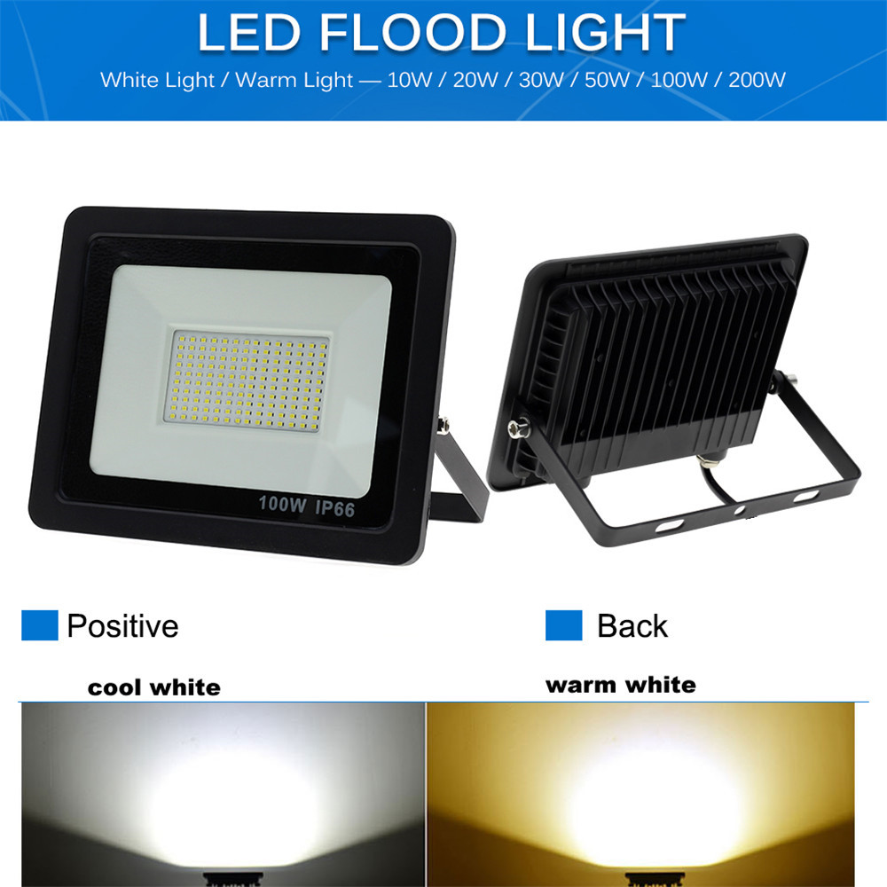 2 pcs 220V 10-100W LED FloodLight Reflector Spotlight outdoor Exterior Street wall Light Outdoor Waterproof Garden Lawn lamp Ene