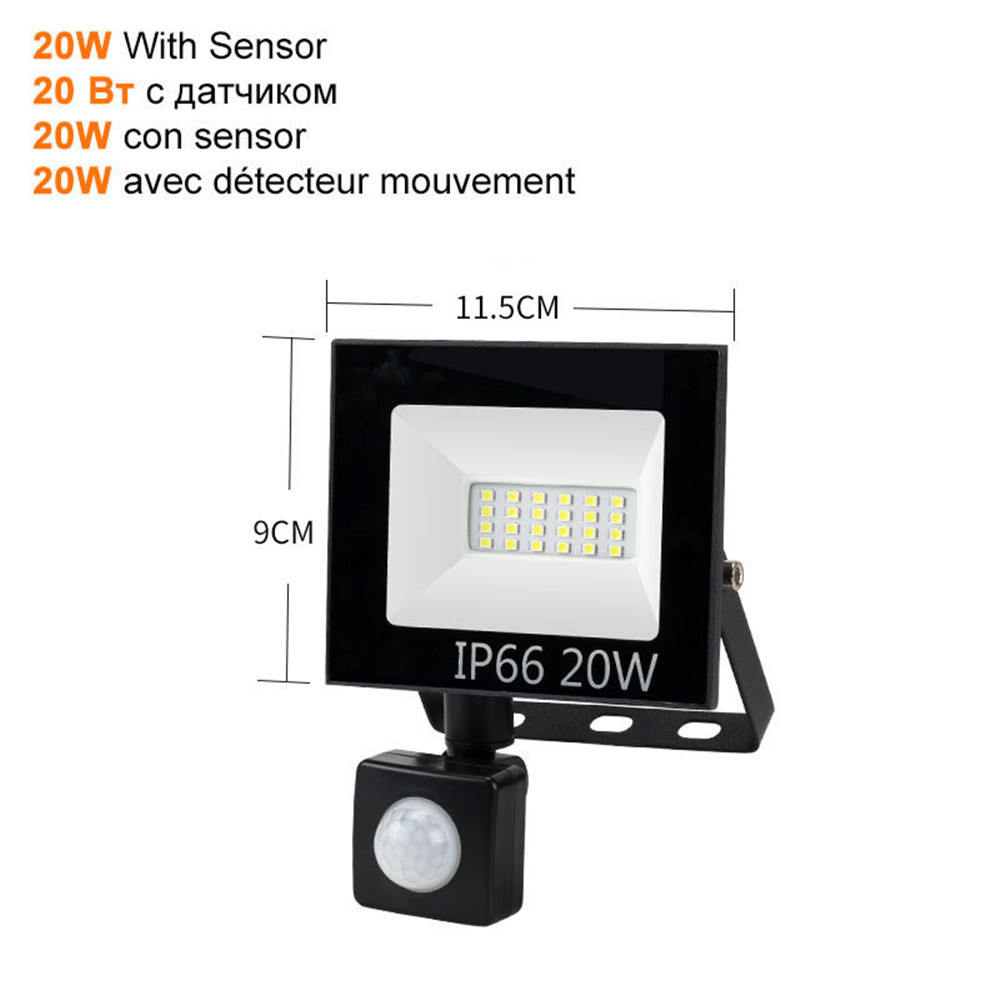 2 pcs 220V 10-100W LED FloodLight Reflector Spotlight outdoor Exterior Street wall Light Outdoor Waterproof Garden Lawn lamp Ene