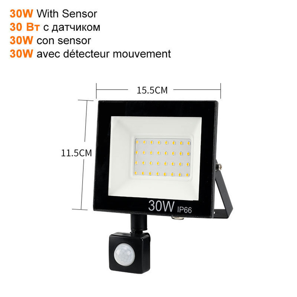 2 pcs 220V 10-100W LED FloodLight Reflector Spotlight outdoor Exterior Street wall Light Outdoor Waterproof Garden Lawn lamp Ene