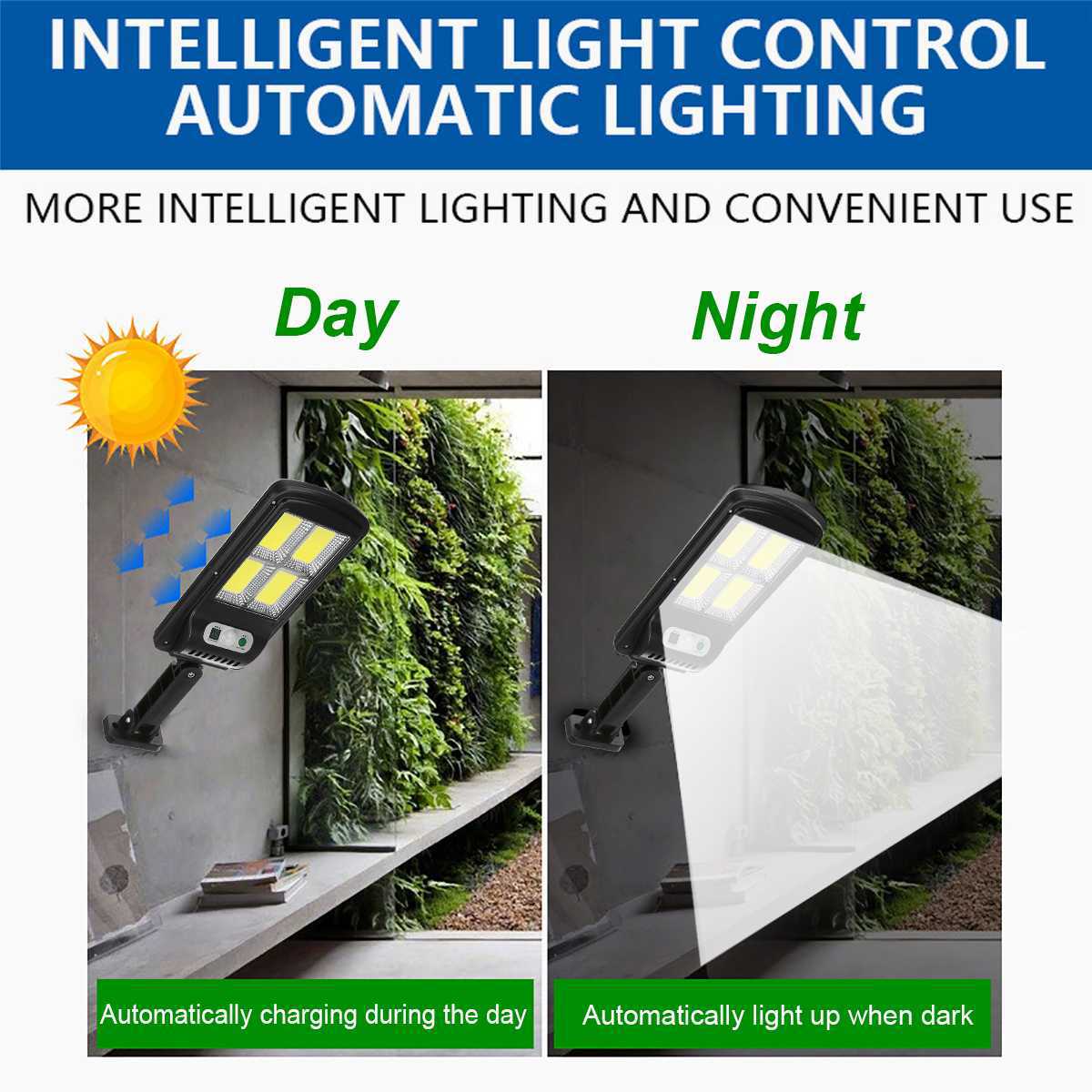 Powerful Solar LED Light 4PCS 128COB PIR Motion Sensor Street Lamp Wireless Solar Charging Waterproof Garden Lamp Remote Outdoor