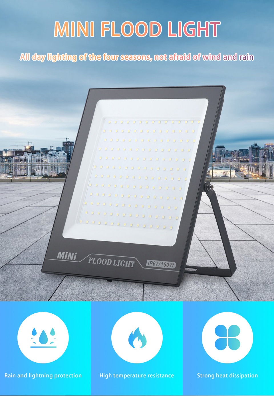10W 20W 30W 50W 100W 150W Street Lamp Outdoor LED Floodlight 220V LED Flood Light Waterproof IP67 Mini Ultra-thin Lightweight