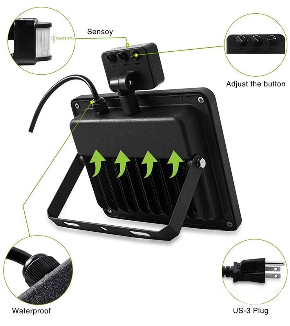 Flood Light Led Foco Led Exterior Outdoor Spotlight Wall Lamp With Sensor Garden Leds Outdoor Solar Spotlights Lighting Lights