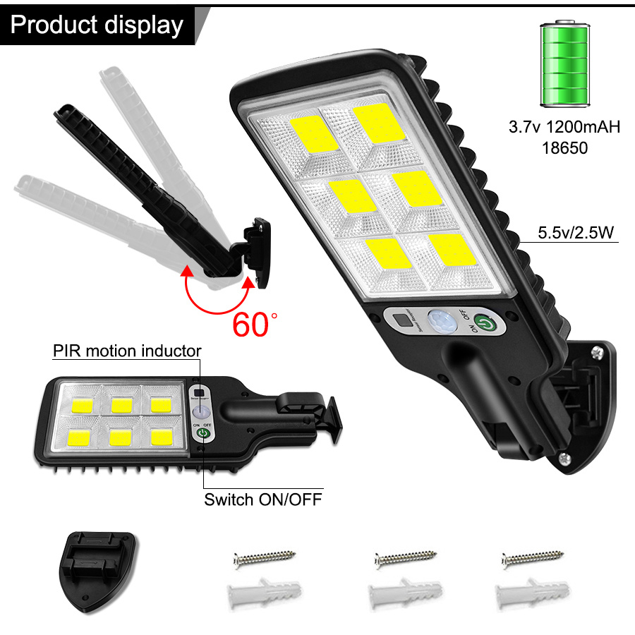 Night Lighting Solar Lamps Dark Sensation Porch Street Garage Garden 3Mode Motion Outdoors 18/30/72/120LED Wall PIRMotion Senser