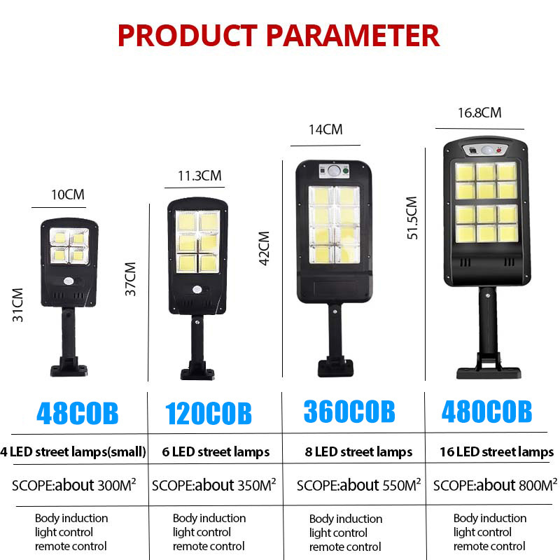 LED Light Outdoor With Remote Control Waterproof Wireless Sensor PIR Motion Street Garden Solar Lamp 10400mAH Super Bright Solar