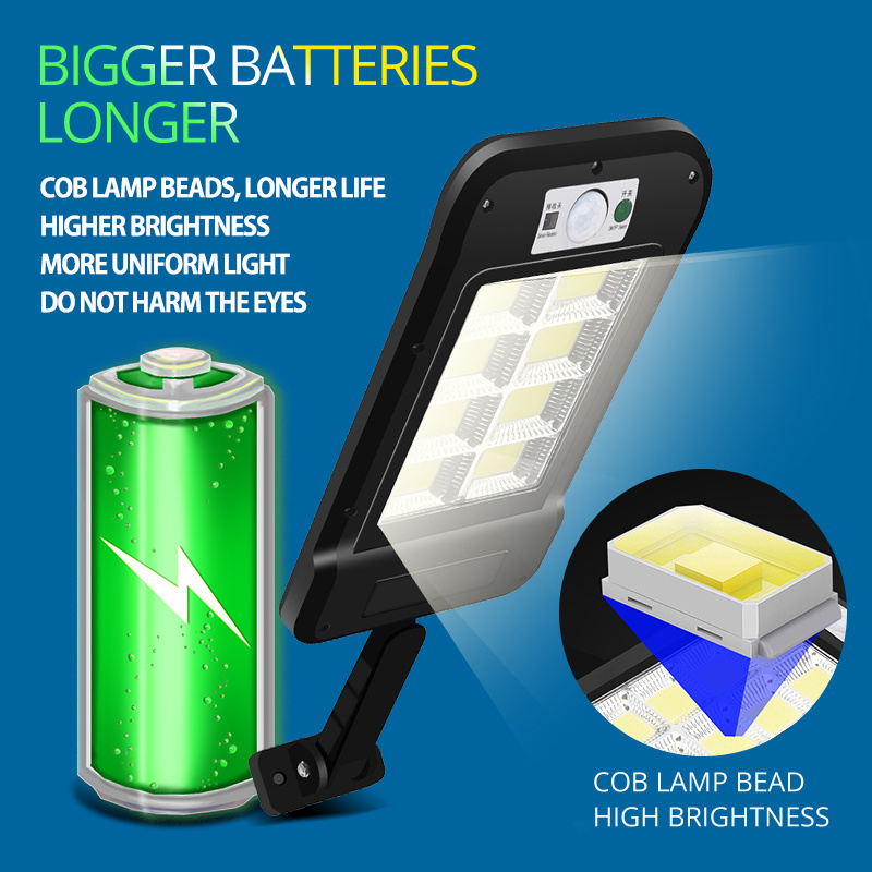 LED Light Outdoor With Remote Control Waterproof Wireless Sensor PIR Motion Street Garden Solar Lamp 10400mAH Super Bright Solar