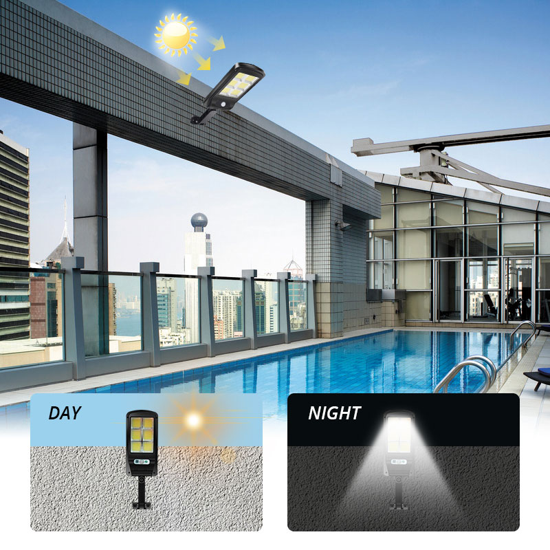 LED Street Light 128 COB 4PC Outdoor Solar light Spotlight IP65 Waterproof Wall Light Garden Road Street Pathway Spot Light