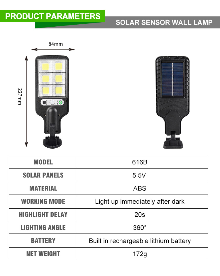 Street Light Solar LED Intelligence PIR Motion Sensor Garden Wall Outdoor Solar Lamp Waterproof Light Emergency Working Lantern