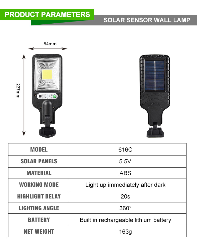 Street Light Solar LED Intelligence PIR Motion Sensor Garden Wall Outdoor Solar Lamp Waterproof Light Emergency Working Lantern