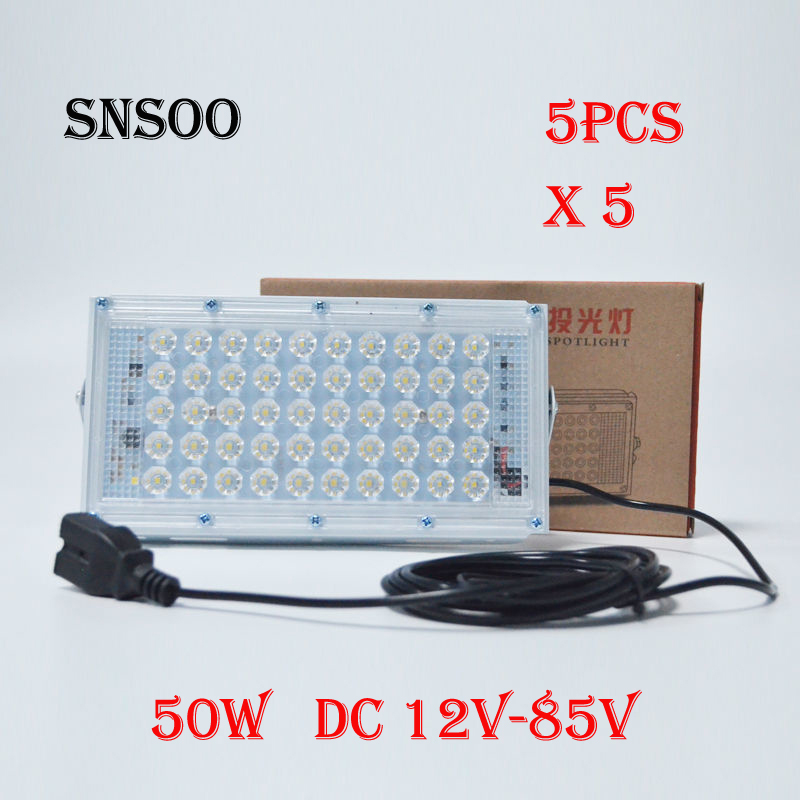 Factory produce 5PCS DC 12V-85V 50W 100W Floodlight Spotlight Volt Reflector Led Portable Security Light Connect with Battary