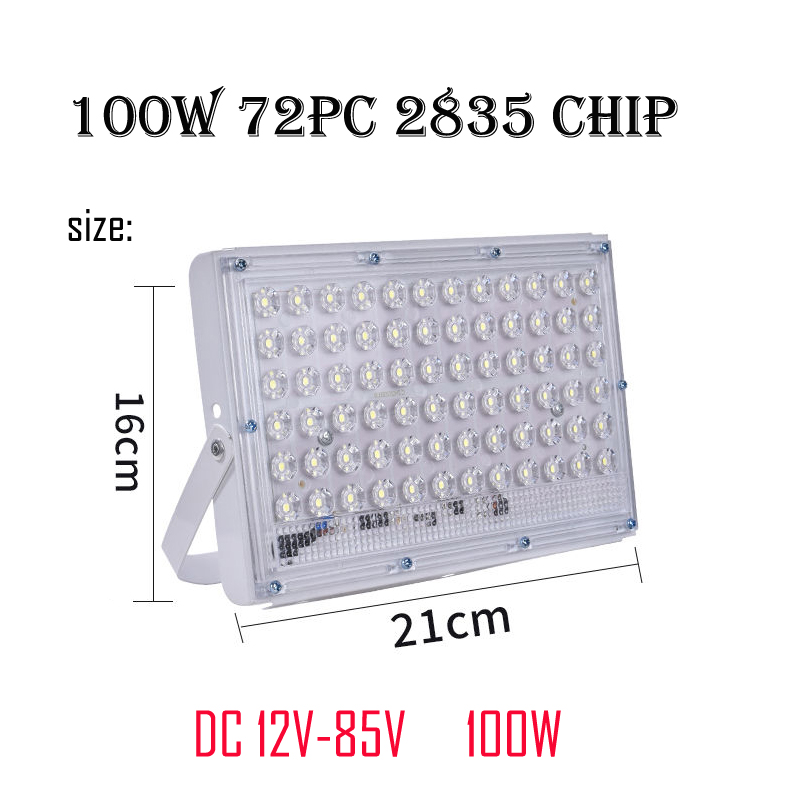 Factory produce 5PCS DC 12V-85V 50W 100W Floodlight Spotlight Volt Reflector Led Portable Security Light Connect with Battary