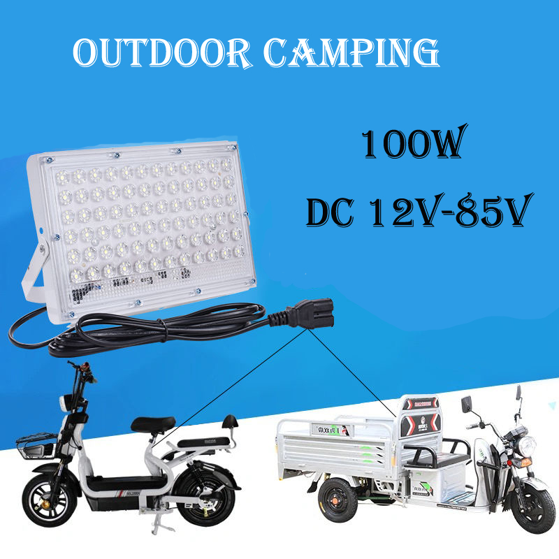 Factory produce 5PCS DC 12V-85V 50W 100W Floodlight Spotlight Volt Reflector Led Portable Security Light Connect with Battary