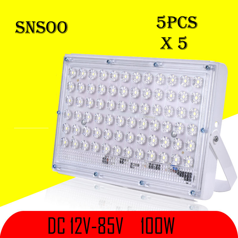 Factory produce 5PCS DC 12V-85V 50W 100W Floodlight Spotlight Volt Reflector Led Portable Security Light Connect with Battary
